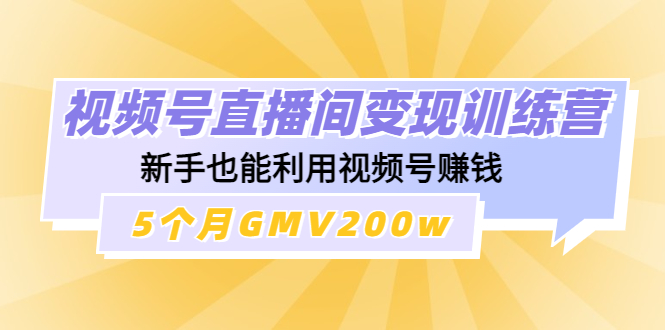 视频号直播间变现训练营：新手也能利用视频号赚钱，5个月GMV200w-56课堂