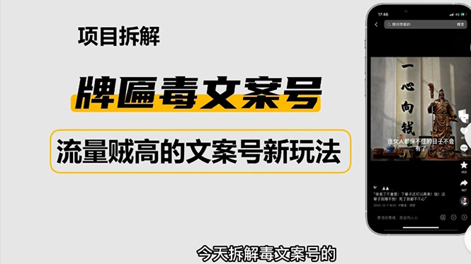 2023抖音快手毒文案新玩法，牌匾文案号，起号快易变现-56课堂