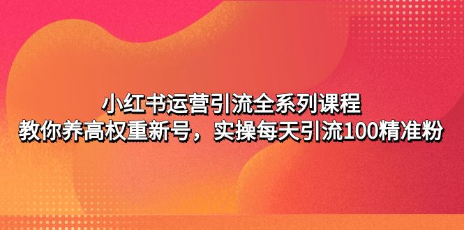 小红书运营引流全系列课程：教你养高权重新号，实操每天引流100精准粉-56课堂