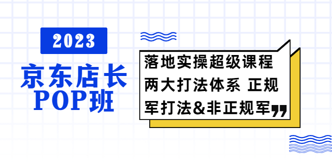 2023京东店长·POP班 落地实操超级课程 两大打法体系 正规军&非正规军-56课堂