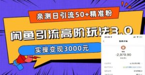 实测日引50+精准粉，闲鱼引流高阶玩法3.0，实操变现3000元-56课堂
