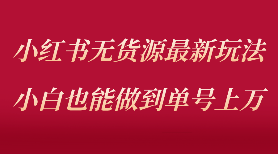 小红书无货源最新螺旋起号玩法，电商小白也能做到单号上万（收费3980）-56课堂