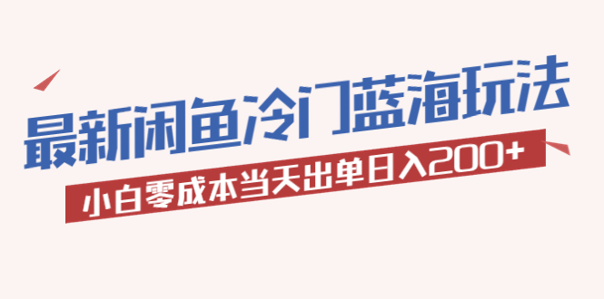 2023最新闲鱼冷门蓝海玩法，小白零成本当天出单日入200+-56课堂