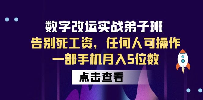 数字 改运实战弟子班：告别死工资，任何人可操作，一部手机月入5位数-56课堂