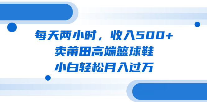 每天两小时，收入500+，卖莆田高端篮球鞋，小白轻松月入过万（教程+素材）-56课堂