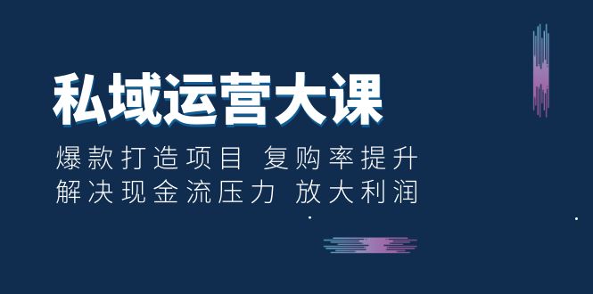 私域运营大课：爆款打造项目 复购率提升 解决现金流压力 放大利润-56课堂