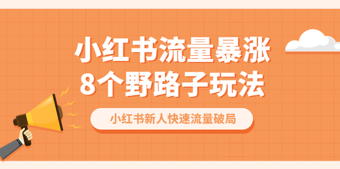小红书流量-暴涨8个野路子玩法：小红书新人快速流量破局（8节课）-56课堂
