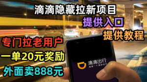 滴滴隐藏拉新项目，专门拉老用户一单20-50元奖励，提供入口和玩法教程-56课堂