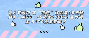 情人节风口 卖“杏商”课合集(海王秘籍) 一单99 一周能卖1000单 暴...-56课堂
