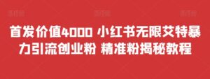首发价值4000 小红书无限艾特暴力引流创业粉 精准粉揭秘教程-56课堂