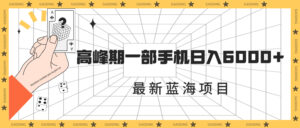 最新蓝海项目,一年2次爆发期,高峰期一部手机日入6000+(素材+课程)-56课堂