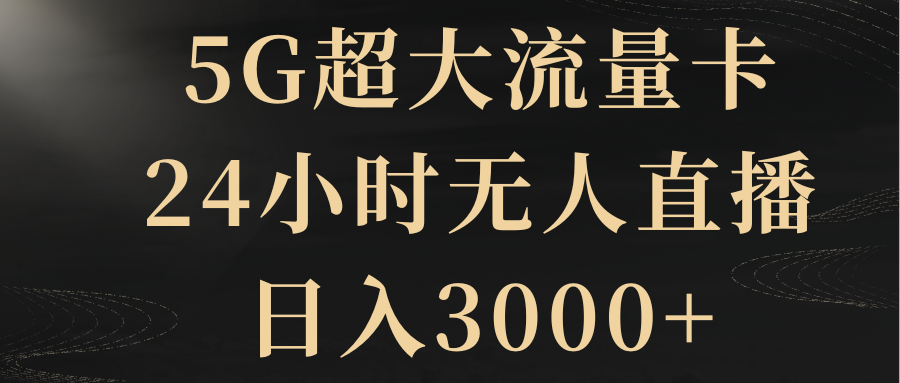 5G超大流量卡，24小时无人直播，日入3000+-56课堂