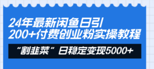 24年最新闲鱼日引200+付费创业粉,割韭菜每天5000+收益实操教程!-56课堂