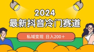 2024抖音最新冷门赛道,私域变现轻松日入200+,作品制作简单,流量爆炸-56课堂