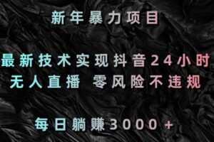 新年暴力项目,最新技术实现抖音24小时无人直播 零风险不违规 每日躺赚3000-56课堂