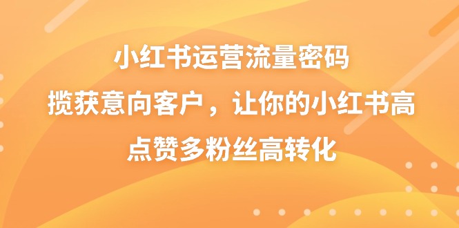 小红书运营流量密码，揽获意向客户，让你的小红书高点赞多粉丝高转化-56课堂