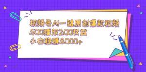 视频号AI一键原创爆款视频，500播放200收益，小白稳赚8000+-56课堂