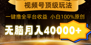 视频号顶级玩法,无脑月入40000+,一键撸全平台收益,纯小白也能100%原创-56课堂