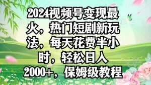 2024视频号变现最火，热门短剧新玩法，每天花费半小时，轻松日入2000+，...-56课堂