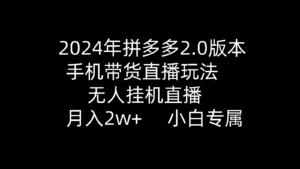 2024年拼多多2.0版本,手机带货直播玩法,无人挂机直播, 月入2w+, 小…-56课堂