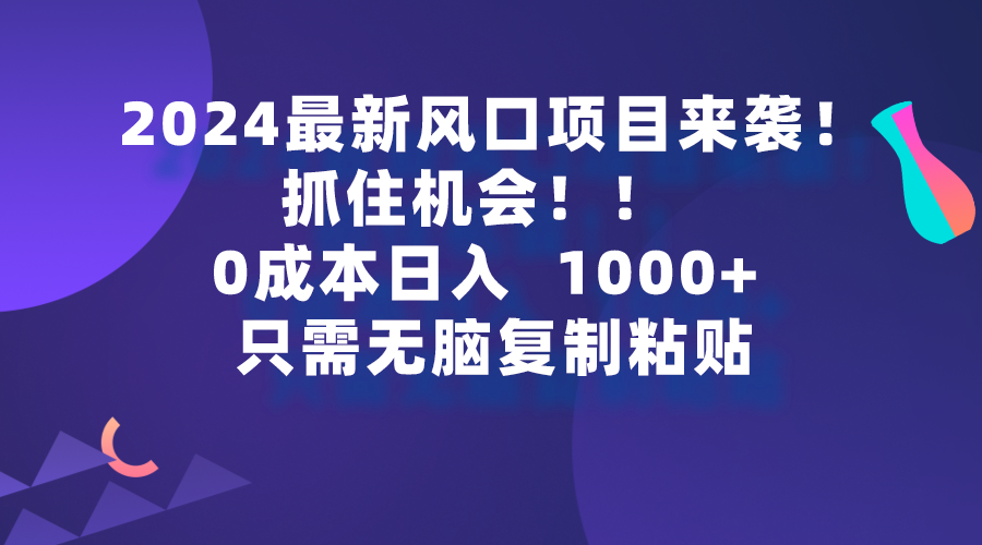 2024最新风口项目来袭，抓住机会，0成本一部手机日入1000+，只需无脑复...-56课堂