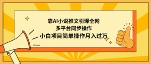 靠AI小说推文引爆全网,多平台同步操作,小白项目简单操作月入过万-56课堂