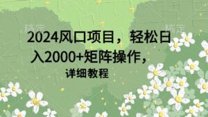 2024风口项目，轻松日入2000+矩阵操作，详细教程-56课堂