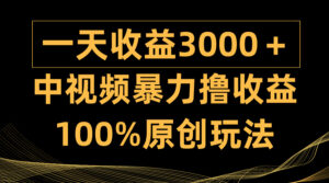 中视频暴力撸收益，日入3000＋，100%原创玩法，小白轻松上手多种变现方式-56课堂
