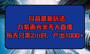 抖音最新玩法,九紫离火半无人直播,每天只需2小时,产出1000+-56课堂