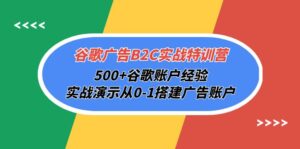 谷歌广告B2C实战特训营,500+谷歌账户经验,实战演示从0-1搭建广告账户-56课堂