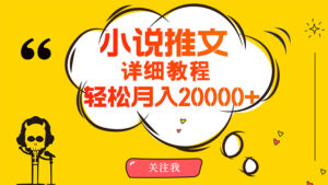 简单操作，月入20000+，详细教程！小说推文项目赚钱秘籍！-56课堂