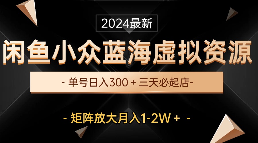 最新闲鱼小众蓝海虚拟资源，单号日入300＋，三天必起店，矩阵放大月入1-2W-56课堂