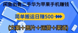 闲鱼出售二手华为苹果手机赚钱，简单搬运 日赚500-1000(文案＋图片＋运...-56课堂