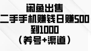 闲鱼出售二手手机赚钱，日赚500到1000（养号+渠道）-56课堂