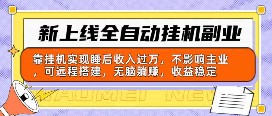 新上线全自动挂机副业：靠挂机实现睡后收入过万，不影响主业可远程搭建...-56课堂