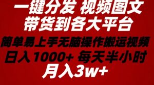 2024年 一键分发带货图文视频 简单易上手 无脑赚收益 每天半小时日入1...-56课堂