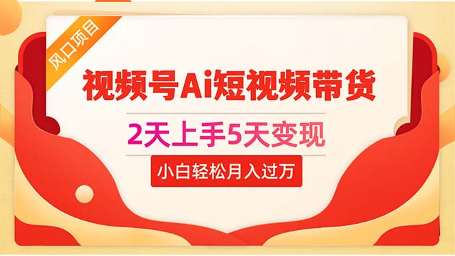 2天上手5天变现视频号Ai短视频带货0粉丝0基础小白轻松月入过万-56课堂