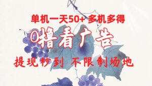0撸看广告 单机一天50+多机多得 提现秒到 不限制场地操作-56课堂