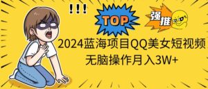 2024蓝海项目QQ美女短视频无脑操作月入3W+-56课堂