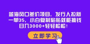 蓝海风口差价项目，发行人拉新，一单35，小白复制粘贴就能搞钱！日入30...-56课堂