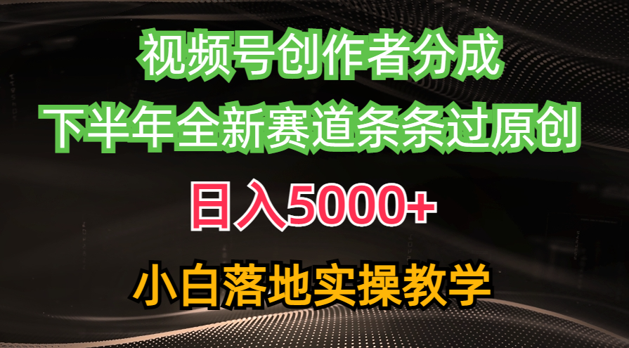 视频号创作者分成最新玩法，日入5000+ 下半年全新赛道条条过原创，小...-56课堂