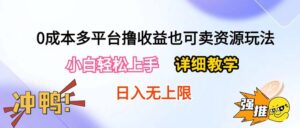 0成本多平台撸收益也可卖资源玩法，小白轻松上手。详细教学日入500+附资源-56课堂
