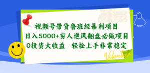 视频号带货鲁班经暴利项目，日入5000+，穷人逆风翻盘必做项目，0投资...-56课堂