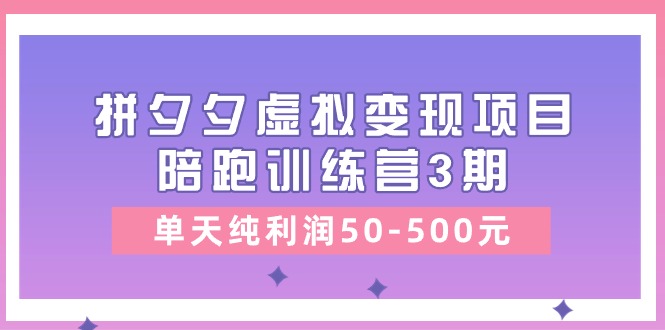 某收费培训《拼夕夕虚拟变现项目陪跑训练营3期》单天纯利润50-500元-56课堂