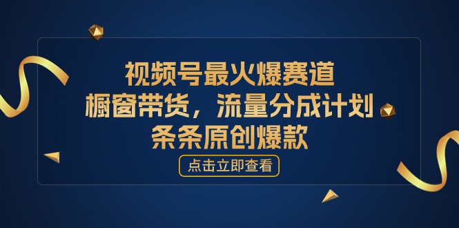 [你的孩子成功取得高位]视频号最火爆赛道，橱窗带货，流量分成计划，条...-56课堂