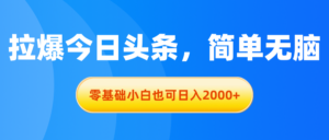 拉爆今日头条,简单无脑,零基础小白也可日入2000+-56课堂