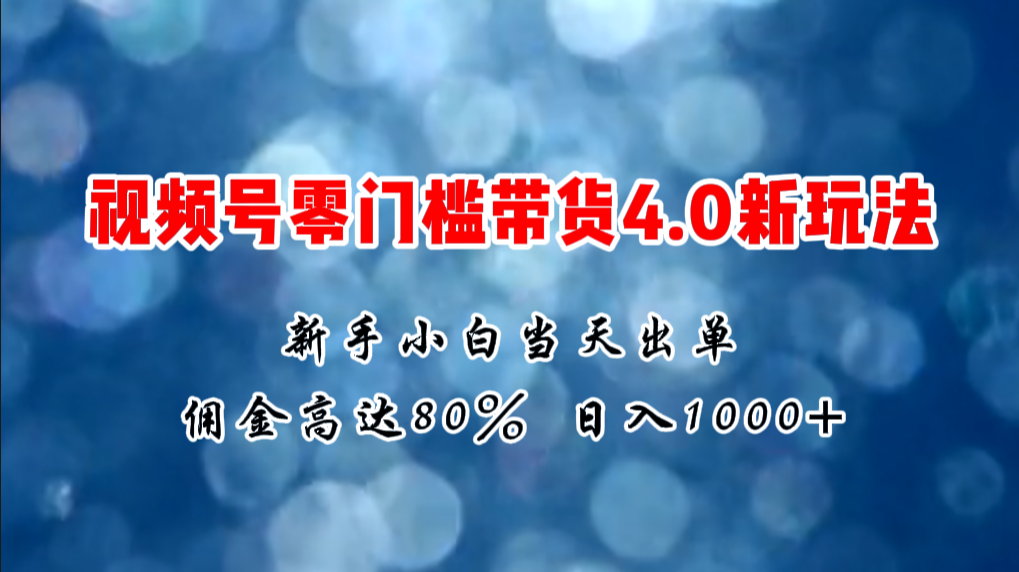 微信视频号零门槛带货4.0新玩法，新手小白当天见收益，日入1000+-56课堂