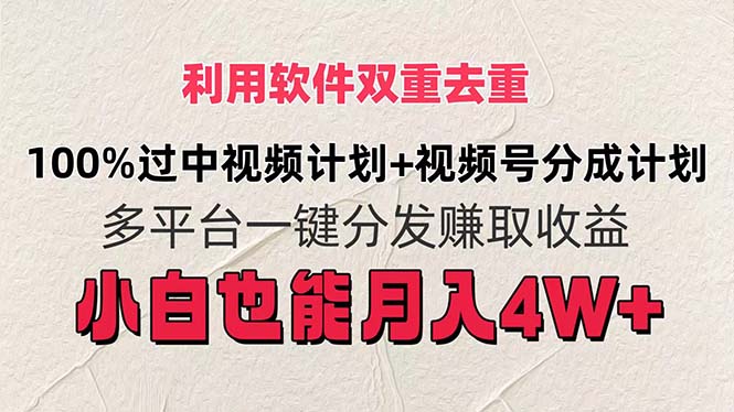 利用软件双重去重，100%过中视频+视频号分成计划小白也可以月入4W+-56课堂