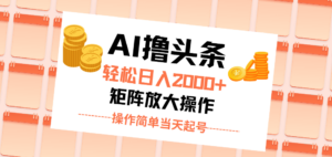 AI撸头条，轻松日入2000+无脑操作，当天起号，第二天见收益。-56课堂