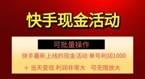 快手新活动项目!单账号利润1000+ 非常简单【可批量】(项目介绍+项目...-56课堂